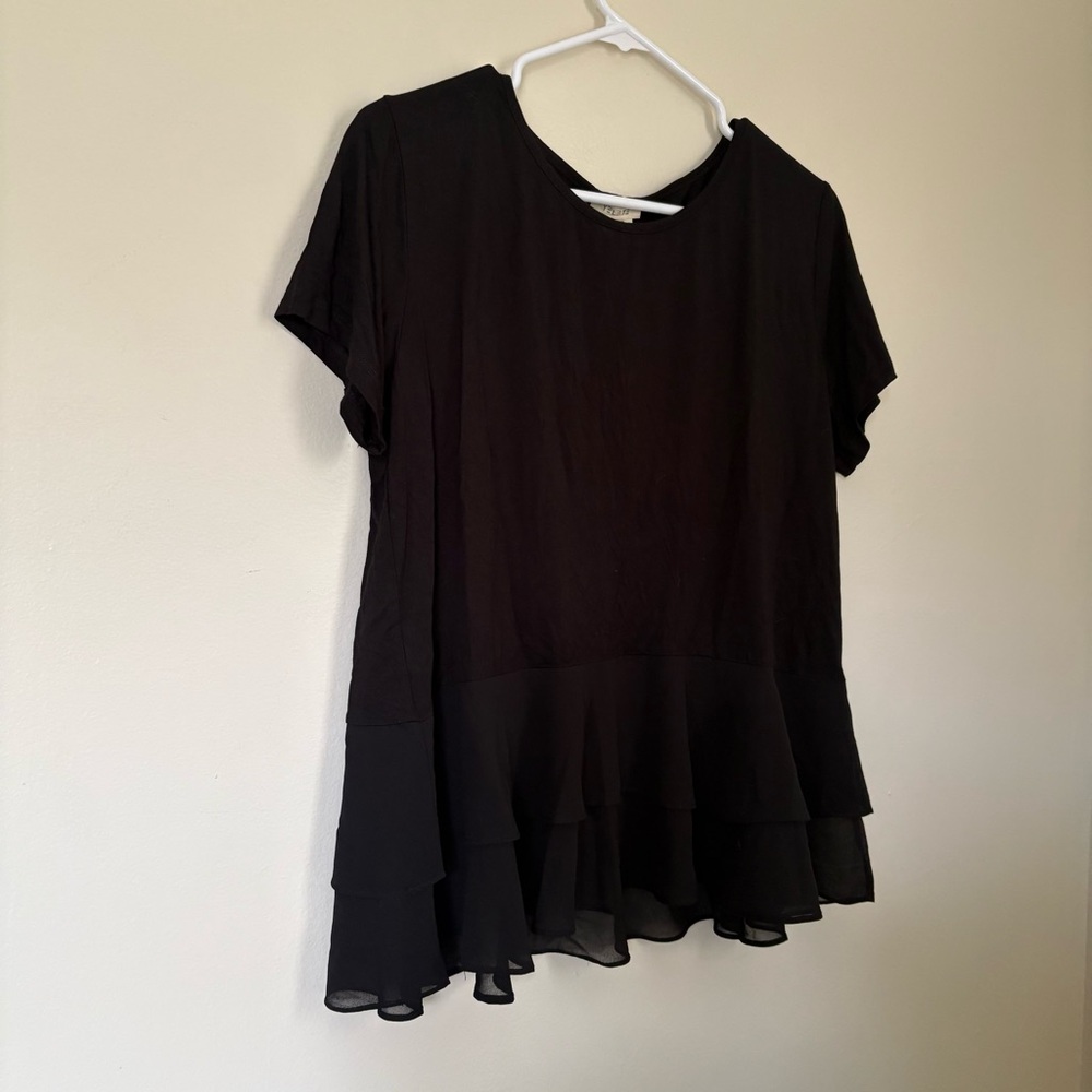Yelete Nadine West Black Layered Tiered Blouse Size Large - Picture 2 of 12
